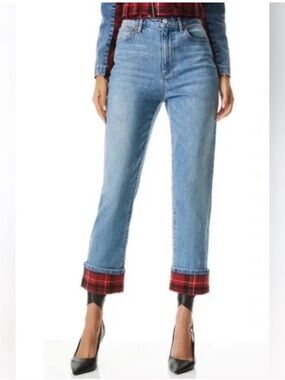 ALICE & OLIVIA HIGH RISE JEAN WITH COMBO CUFF SIZE 30